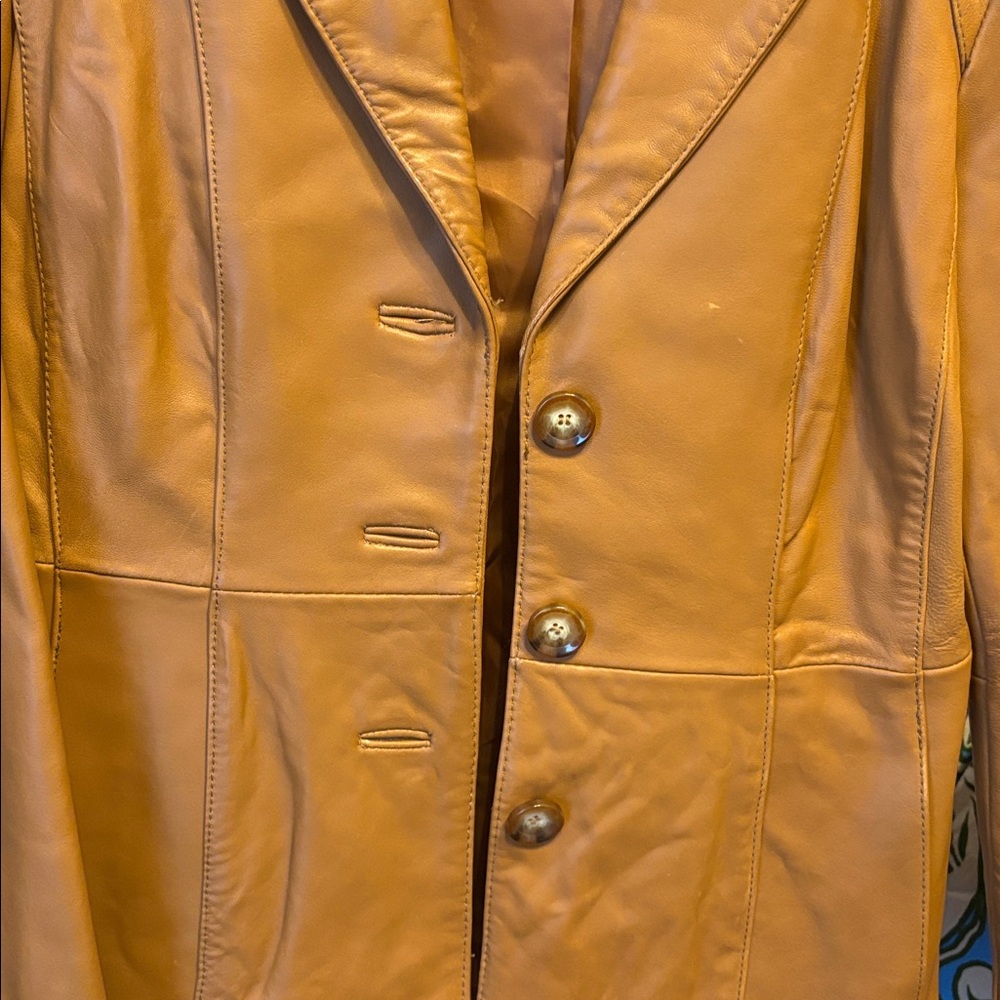 Neiman Marcus Camel Brown Leather Blazer - Picture 4 of 4